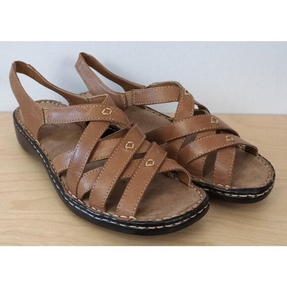 Naturalizer Craft Brown Strappy Criss Cross Leather Sandals Size 8.5 - Picture 1 of 9
